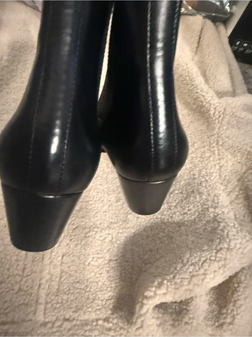 Sandro Black Leather Pointed Chelsea Ankle Boots